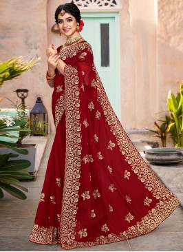 Maroon Sangeet Contemporary Style Saree