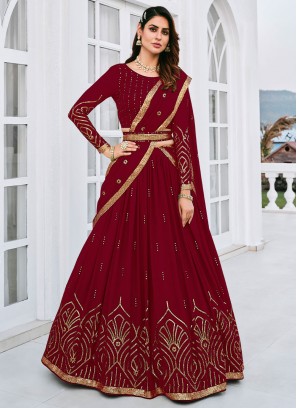 Maroon Sequins Trendy Lehenga Choli