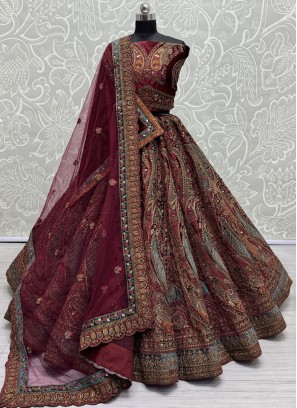 Maroon Thread Trendy Designer Lehenga Choli