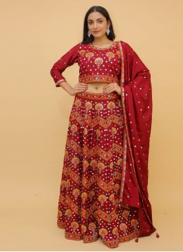 Maroon Thread Wedding Readymade Lehenga Choli