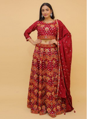 Maroon Thread Wedding Readymade Lehenga Choli