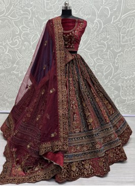Maroon Thread Wedding Trendy Designer Lehenga Chol