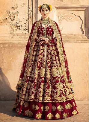 Maroon Wedding Banglori Silk Lehenga Choli