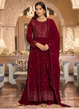 Maroon Wedding Palazzo Salwar Kameez