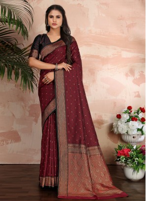 Maroon Wedding Traditional Saree