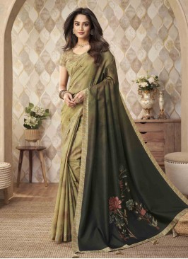 Marvelous Digital Print Green Trendy Saree