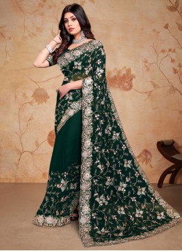 Marvelous Georgette Green Trendy Saree