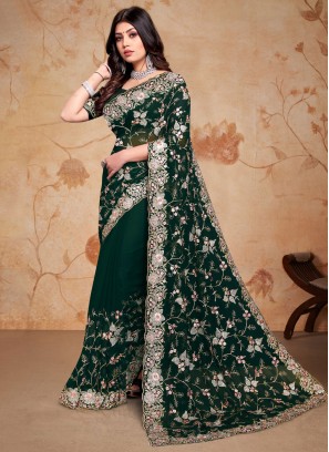 Marvelous Georgette Green Trendy Saree