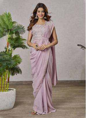 Marvelous Pink Embroidered Classic Saree