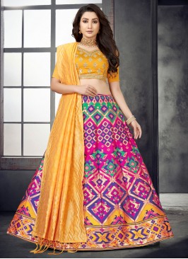 Marvelous Printed Banarasi Silk A Line Lehenga Choli