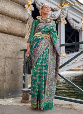 Marvelous Weaving Green Organza Trendy Saree