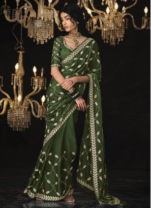 Masterly Green Embroidered Trendy Saree