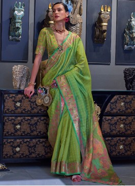 Masterly Green Mehndi Trendy Saree
