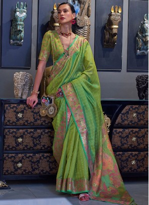 Masterly Green Mehndi Trendy Saree
