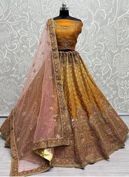 Masterly Mustard Thread Work Designer Lehenga Choli