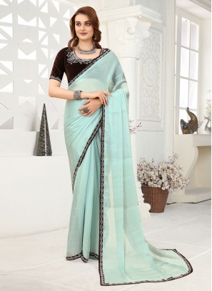 Masterly Sea Green Lace Designer Saree