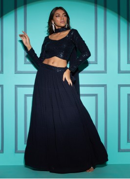 Masterly Sequins Georgette Readymade Lehenga Choli