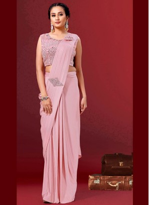 Mauve Color Lycra Ready To Wear Saree