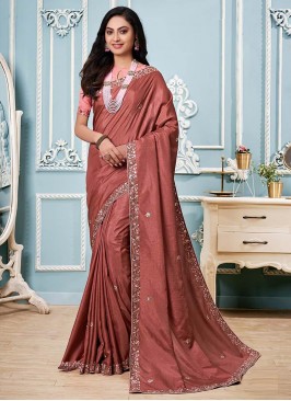 Mauve Color Silk Saree For Party