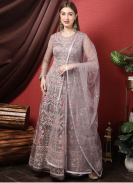 Mauve  Embroidered Trendy Salwar Suit