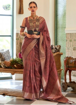 Mauve  Handloom silk Sangeet Contemporary Saree