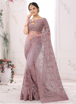 Mauve  Net Festival Designer Saree