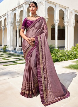 Mauve  Swarovski Chiffon Classic Saree