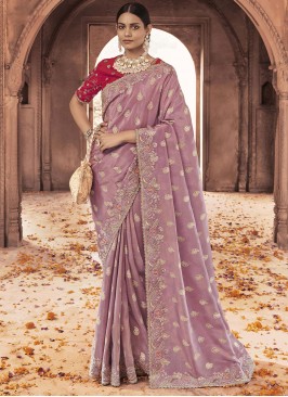 Mauve  Thread Work Classic Saree