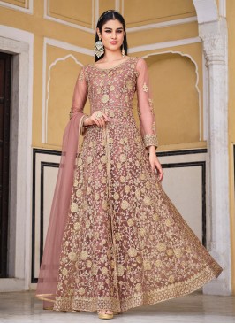 Mauve  Wedding Net Bollywood Salwar Kameez