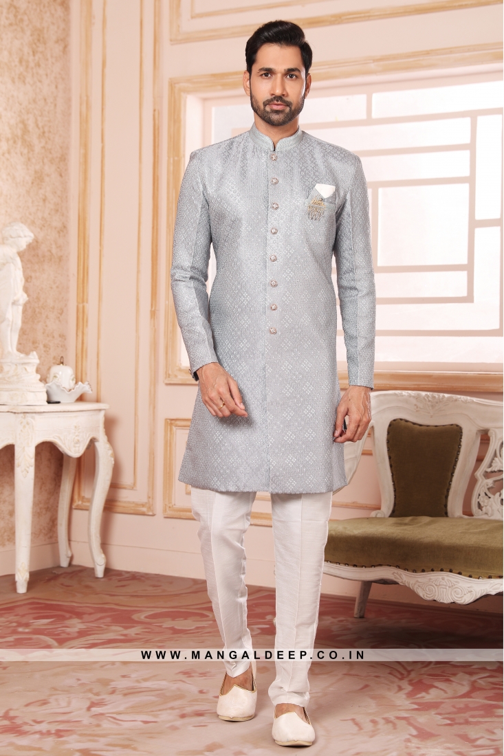 Wedding Wear Imported Jacquard Readymade Mens Nawabi Indo Western  Collection Catalog