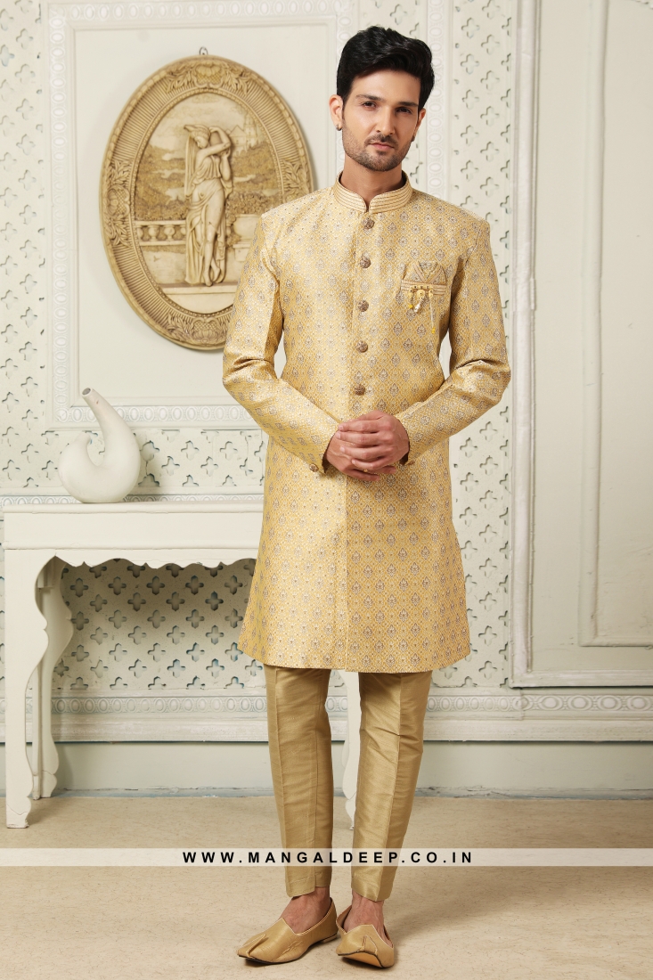 Pastel Pink Embroidered Readymade Sherwani with Trouser 242MW22