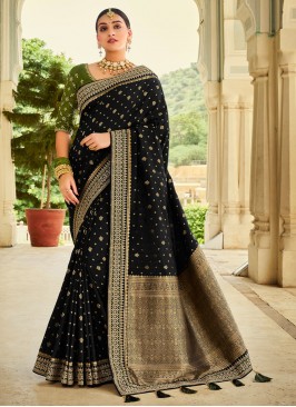Mesmeric Black Banarasi Silk Classic Saree