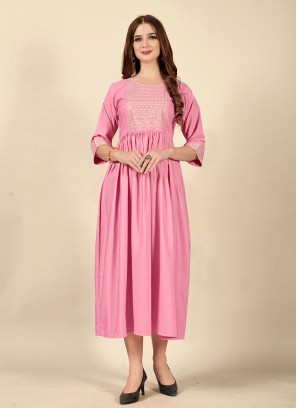 Glamorous Party Wear Pink Kurti | Latest Kurti Designs