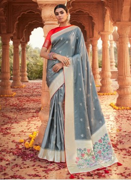 Mesmeric Grey Classic Saree