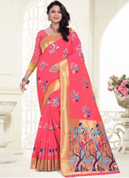 Mesmeric Pink Banarasi Silk Silk Saree