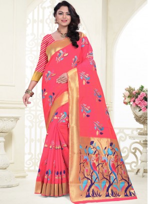 Mesmeric Pink Banarasi Silk Silk Saree