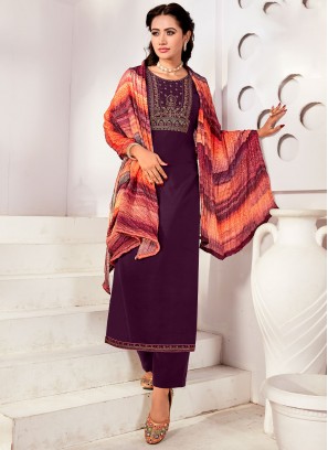 Mesmeric Purple Swarovski Rayon Salwar Kameez