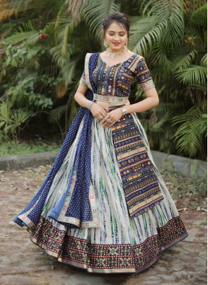 Mesmerizing Embroidered Multi Colour Trendy Lehenga Choli