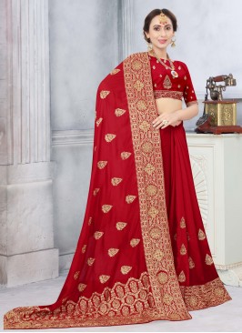 Mesmerizing Embroidered Red Designer Traditional Saree