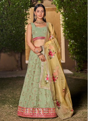 Mesmerizing Georgette Embroidered Trendy Lehenga Choli