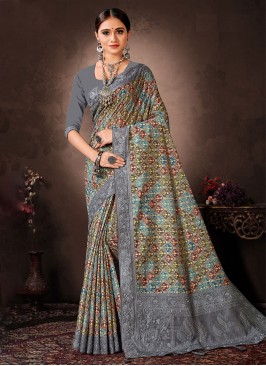 Mesmerizing Stone Work Chanderi Silk Trendy Saree