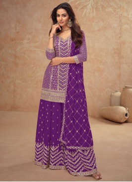Mesmerizing Violet Sequins Trendy Salwar Kameez