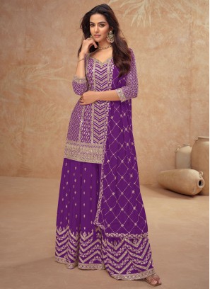 Mesmerizing Violet Sequins Trendy Salwar Kameez