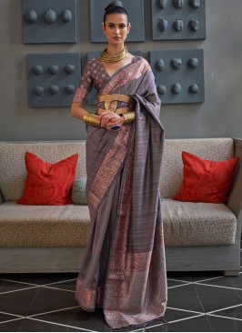 Mesmerizing Weaving Grey Saree