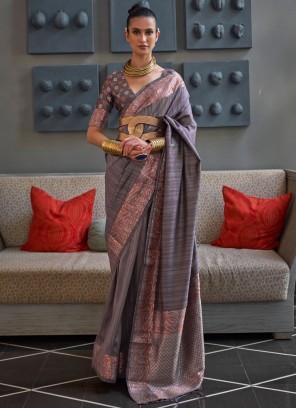 Mesmerizing Weaving Grey Saree