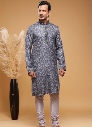 Midnight Azure Digital Print Designer Kurta Pajama Set.