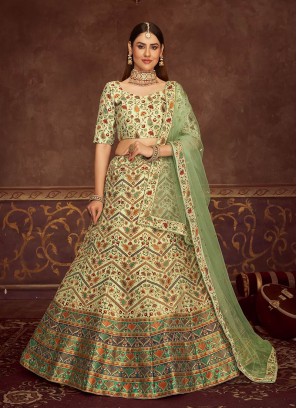 Mint Green Color Art Silk Lehenga Choli