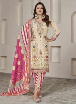 Mirror Chinon Trendy Salwar Kameez in Cream