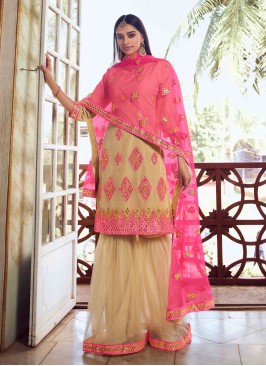 Mirror Net Designer Pakistani Salwar Suit in Beige