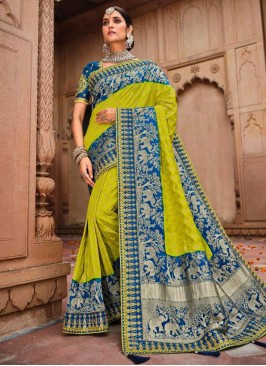 Mod Banarasi Silk Green Designer Saree